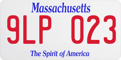 MA license plate 9LP023