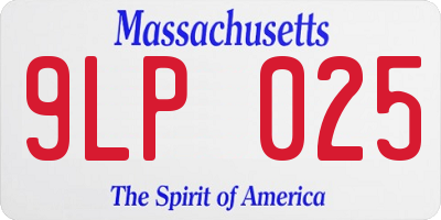 MA license plate 9LP025