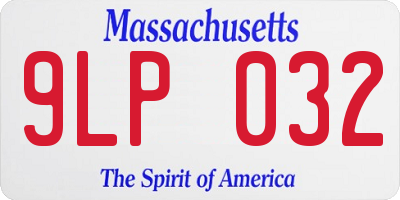 MA license plate 9LP032