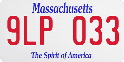 MA license plate 9LP033