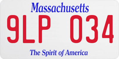 MA license plate 9LP034