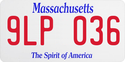 MA license plate 9LP036