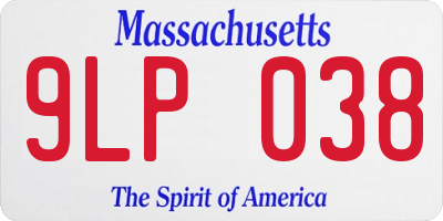 MA license plate 9LP038