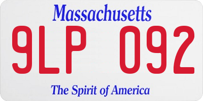 MA license plate 9LP092