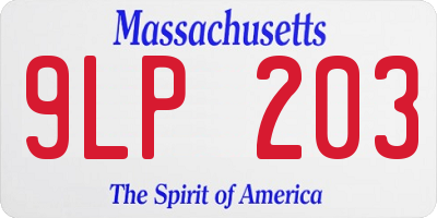MA license plate 9LP203