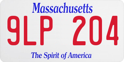 MA license plate 9LP204