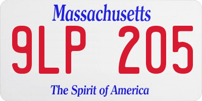 MA license plate 9LP205