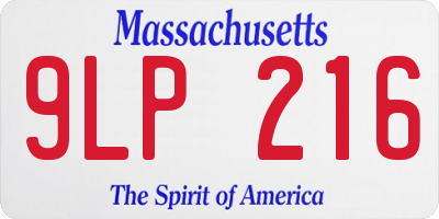 MA license plate 9LP216