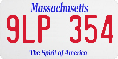 MA license plate 9LP354