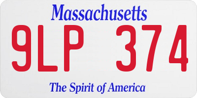 MA license plate 9LP374