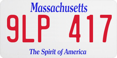 MA license plate 9LP417