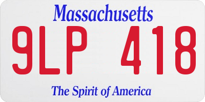 MA license plate 9LP418
