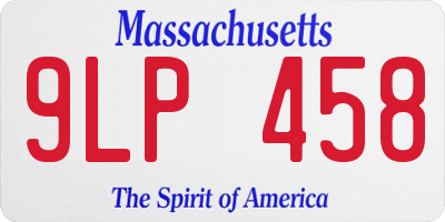 MA license plate 9LP458