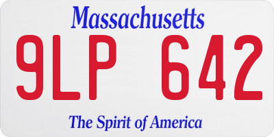 MA license plate 9LP642