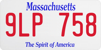 MA license plate 9LP758
