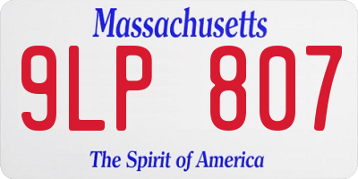 MA license plate 9LP807