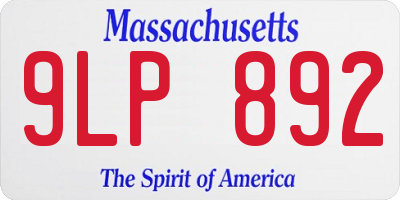 MA license plate 9LP892