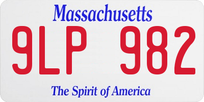 MA license plate 9LP982