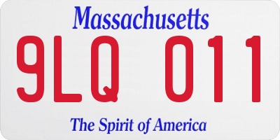 MA license plate 9LQ011