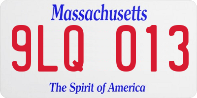 MA license plate 9LQ013