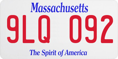 MA license plate 9LQ092