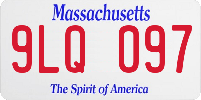 MA license plate 9LQ097