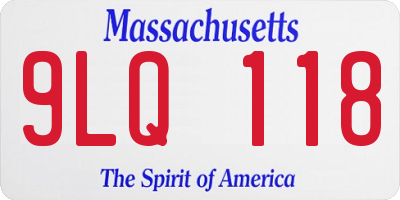 MA license plate 9LQ118