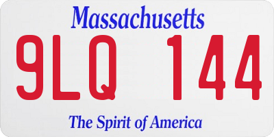 MA license plate 9LQ144