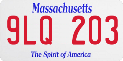 MA license plate 9LQ203