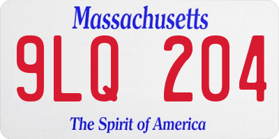MA license plate 9LQ204