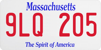 MA license plate 9LQ205