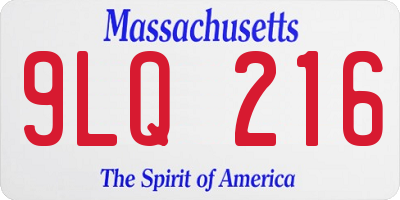 MA license plate 9LQ216