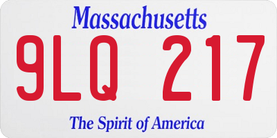 MA license plate 9LQ217
