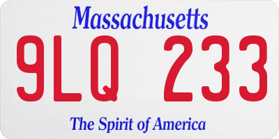 MA license plate 9LQ233