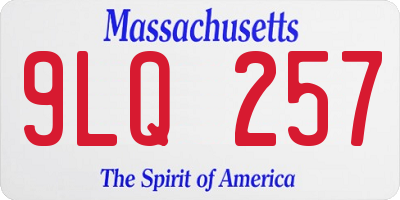 MA license plate 9LQ257