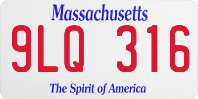 MA license plate 9LQ316