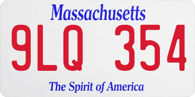 MA license plate 9LQ354