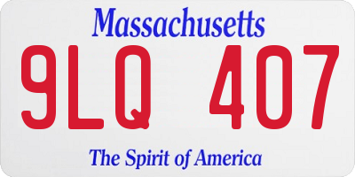 MA license plate 9LQ407