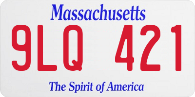 MA license plate 9LQ421