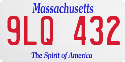 MA license plate 9LQ432