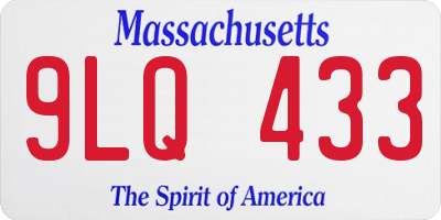 MA license plate 9LQ433