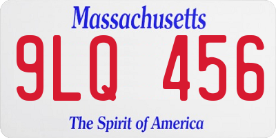 MA license plate 9LQ456