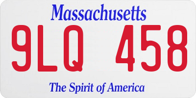 MA license plate 9LQ458