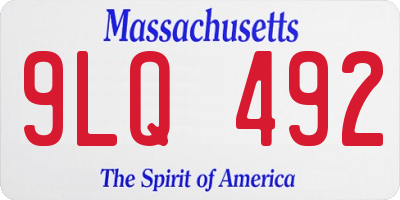 MA license plate 9LQ492