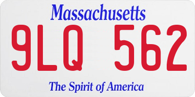 MA license plate 9LQ562