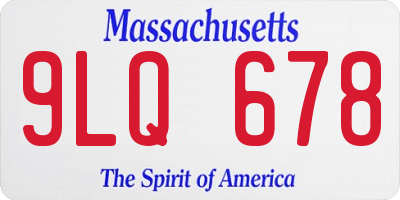 MA license plate 9LQ678