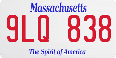 MA license plate 9LQ838