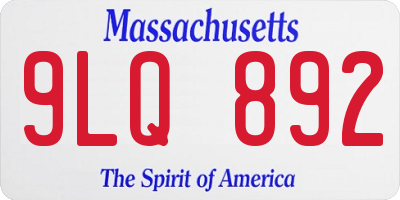 MA license plate 9LQ892