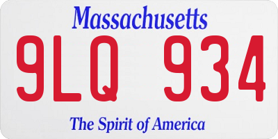 MA license plate 9LQ934