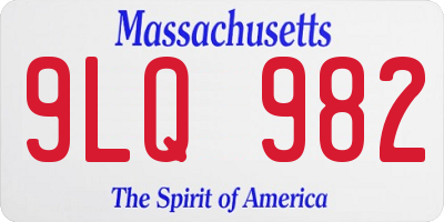 MA license plate 9LQ982